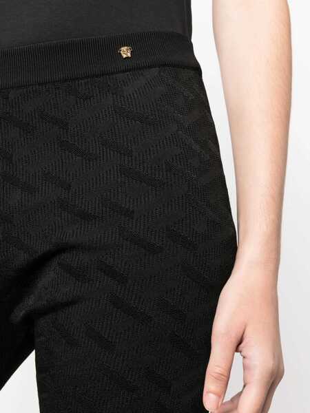 Pantaloni casual Versace Jacquard Fabric Flared Fit Pants Black Femei (BM 16194354) 5
