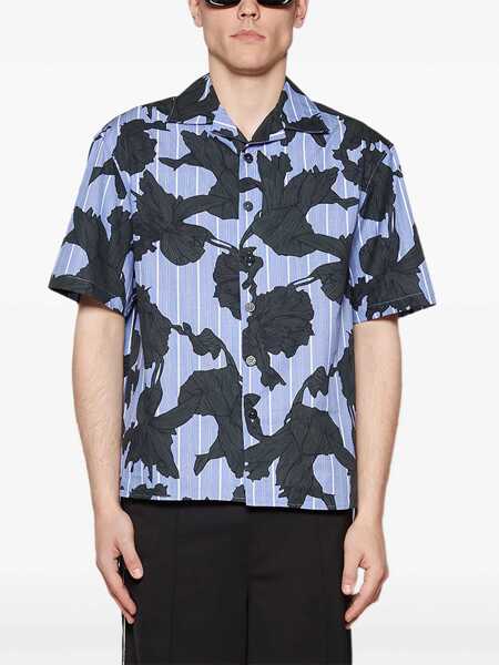 Camasi casual Neil Barrett Boxy Fit Floral Motif Shirt Blue Barbati (BM 16194693) 3