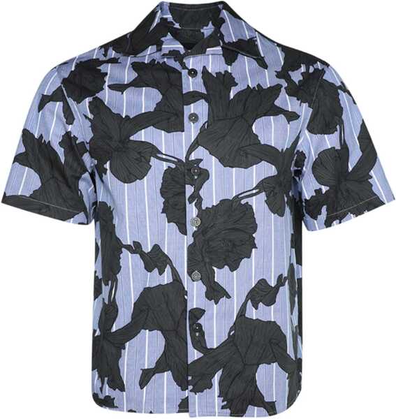 Camasi casual Neil Barrett Boxy Fit Floral Motif Shirt Blue Barbati (BM 16194693) 1