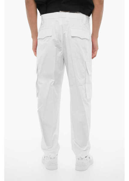 Pantaloni casual Neil Barrett Loose Fit Fireman Cargo Pants White Barbati (BM 16194699) 2
