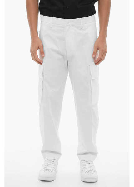 Pantaloni casual Neil Barrett Loose Fit Fireman Cargo Pants White Barbati (BM 16194699) 1