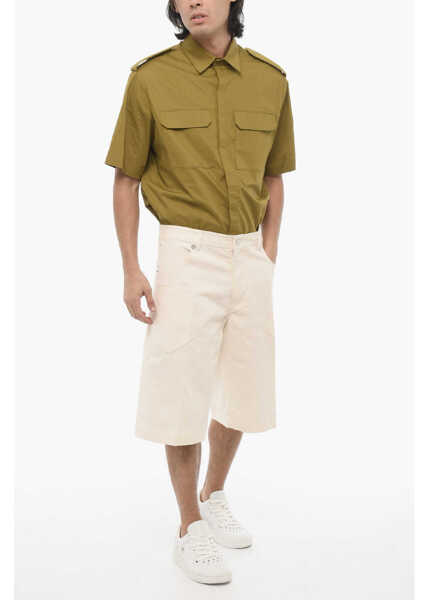 Pantaloni scurti Neil Barrett Stretch Denim Loose Fit Shorts White Barbati (BM 16194891) 3