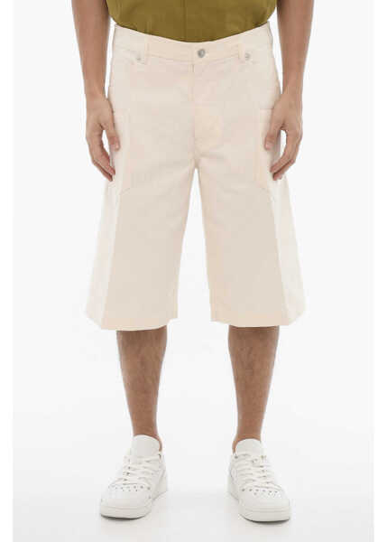 Pantaloni scurti Neil Barrett Stretch Denim Loose Fit Shorts White Barbati (BM 16194891) 1