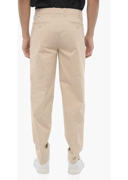 Pantaloni casual Neil Barrett Solid Color Slim Fit Chino Pants Beige Barbati (BM 16194897) 4