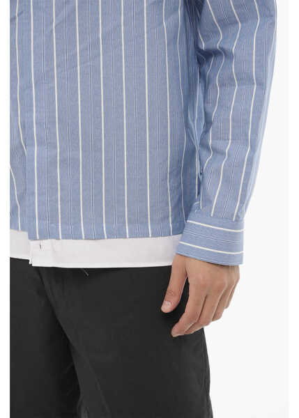 Camasi casual Neil Barrett Boxy Fit Cotton Striped Casual Shirt Blue Barbati (BM 16194909) 4