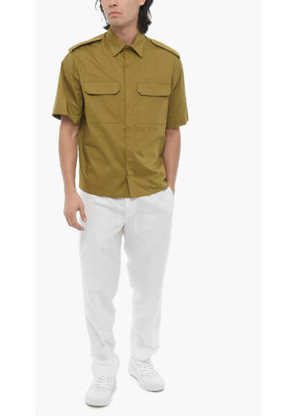 Camasi casual Neil Barrett Short Sleeved Loose Fit Shirt With Double Breast Pocket Green Barbati (BM 16194924) 4