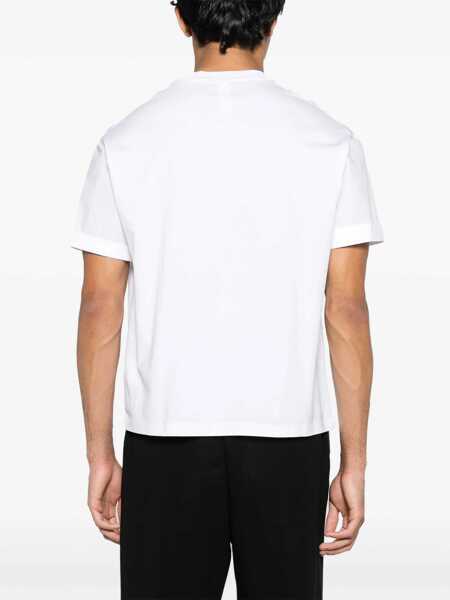 Tricouri Neil Barrett Solid Color Easy Fit Crew-Neck T-Shirt White Barbati (BM 16194936) 4
