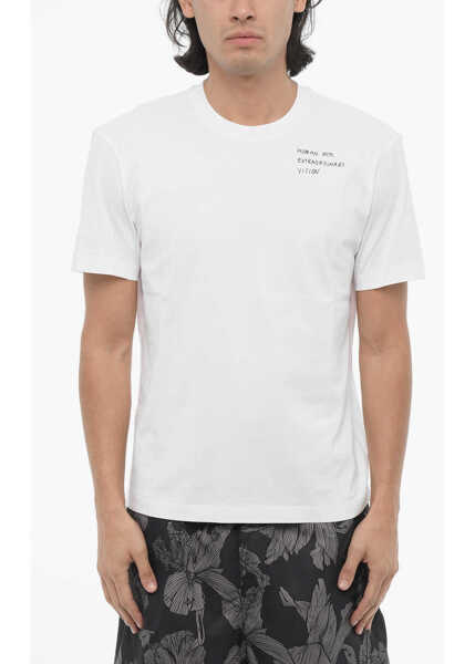 Tricouri Neil Barrett Slim Fit Human With Extraordinary Vision Crew-Neck T-Shirt White Barbati (BM 16194939) 1
