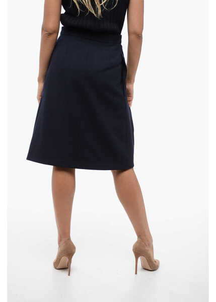 Fuste scurte AMI ALEXANDRE MATTIUSSI Virgin Wool Skirt With Pleated Effect Belt Blue Femei (BM 16194957) 2