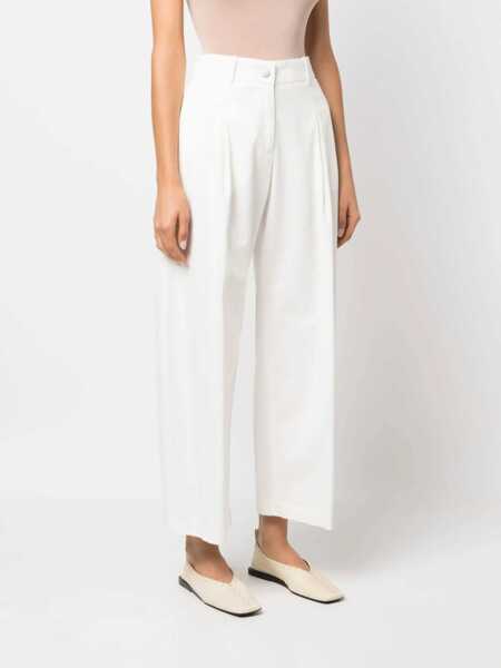 Pantaloni casual Fabiana Filippi Wide-Leg Cropped Pants With Half Belt Blue Femei (BM 16194999) 3