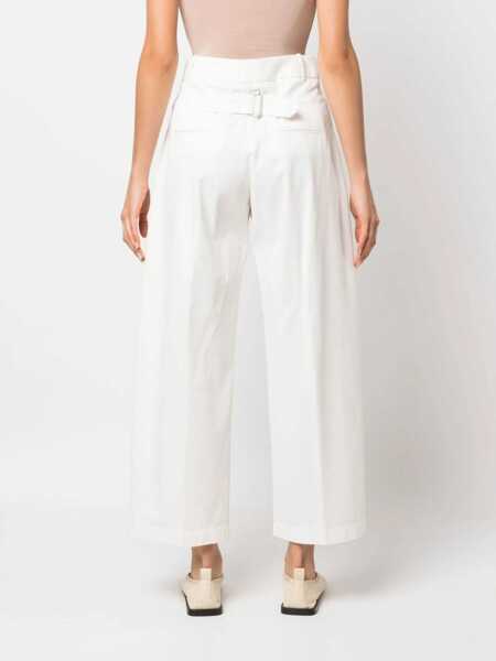 Pantaloni casual Fabiana Filippi Wide-Leg Cropped Pants With Half Belt Blue Femei (BM 16194999) 4