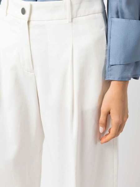 Pantaloni casual Fabiana Filippi Wide-Leg Cropped Pants With Half Belt Blue Femei (BM 16194999) 5