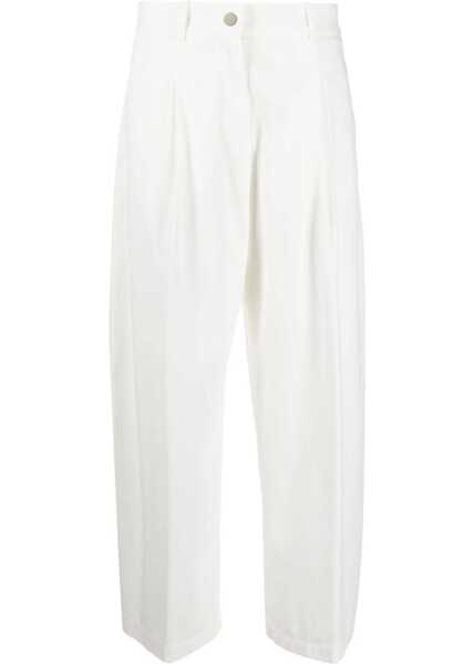 Pantaloni casual Fabiana Filippi Wide-Leg Cropped Pants With Half Belt Blue Femei (BM 16194999) 1