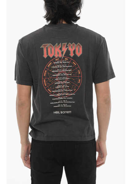 Tricouri Neil Barrett Printed Tokyo Galactic Tour Crew-Neck T-Shirt Black Barbati (BM 16195107) 2