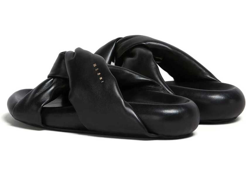 Sandale fara toc Marni Padded Leather Sadals With Braided Band Black Femei (BM 16196157) 3