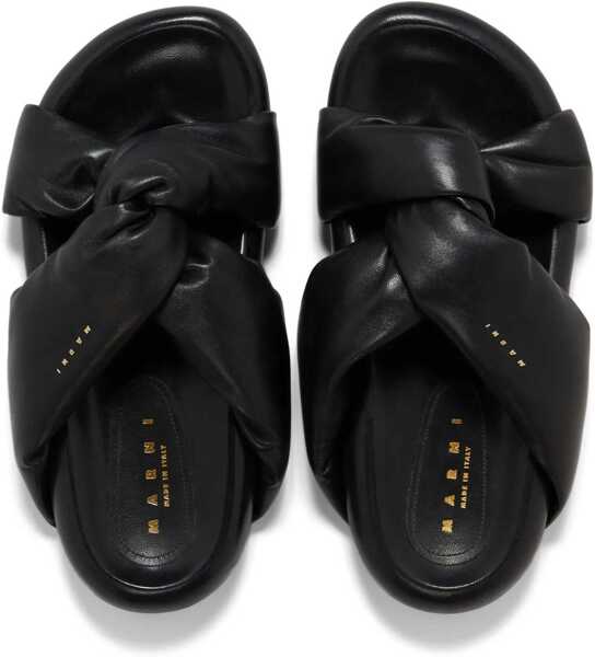 Sandale fara toc Marni Padded Leather Sadals With Braided Band Black Femei (BM 16196157) 4
