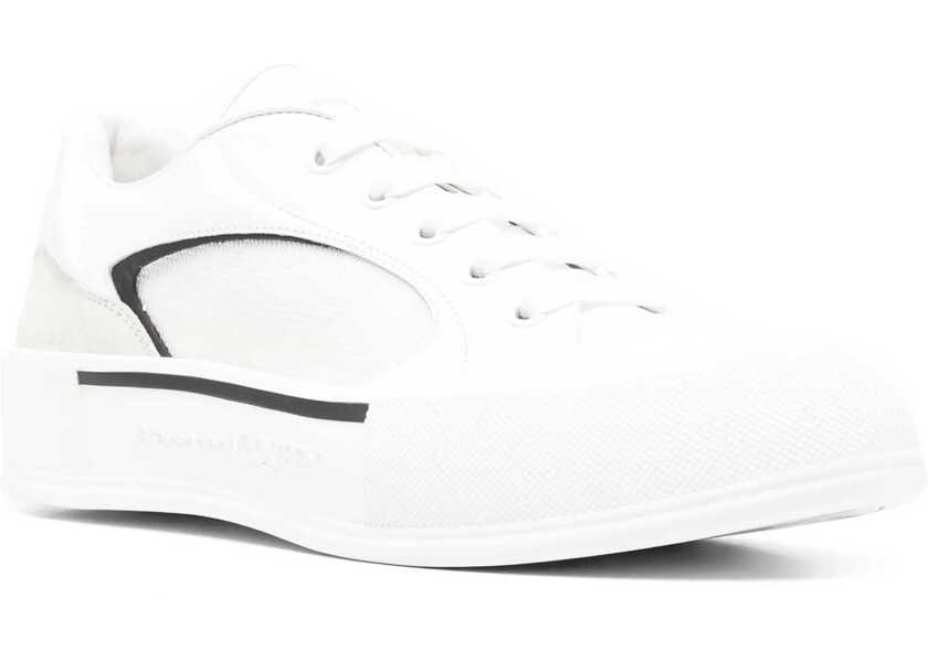 Sneakers Alexander McQueen Leather And Canvas Low-Top Sneakers, Solid Color Black & White Barbati (BM 16196283) 2