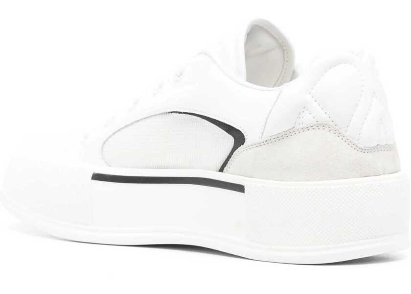 Sneakers Alexander McQueen Leather And Canvas Low-Top Sneakers, Solid Color Black & White Barbati (BM 16196283) 3