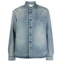 Camasi de blugi Saint Laurent Trouville Logo-Embroidered Denim Shirt Barbati