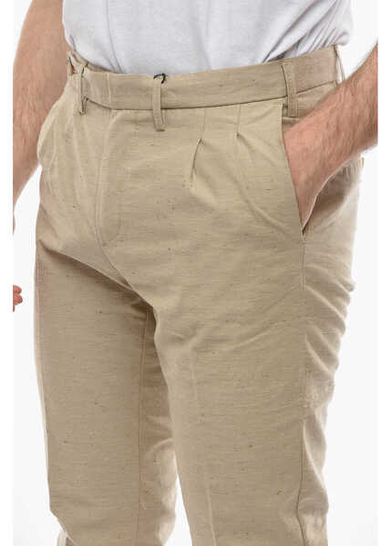 Pantaloni casual Cruna Solid Color Roppongi Double-Pleat Pants Beige Barbati (BM 16209516) 3