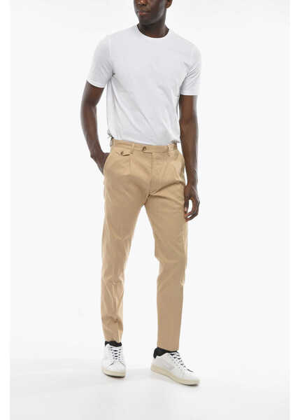 Pantaloni casual Cruna Smooth Fit Raval Single-Pleat Pants Beige Barbati (BM 16209546) 4