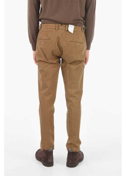 Pantaloni casual Cruna Herringbone Chino Trousers Raval1P.l.603 With Single Pleat Brown Barbati (BM 16209552) 2