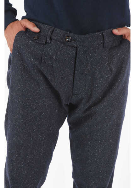 Pantaloni eleganti Cruna Single-Pleated Raval1P.l. Herringbone Wool Blend Pants Blue Barbati (BM 16209558) 3