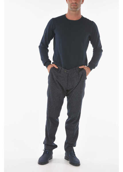 Pantaloni eleganti Cruna Single-Pleated Raval1P.l. Herringbone Wool Blend Pants Blue Barbati (BM 16209558) 4