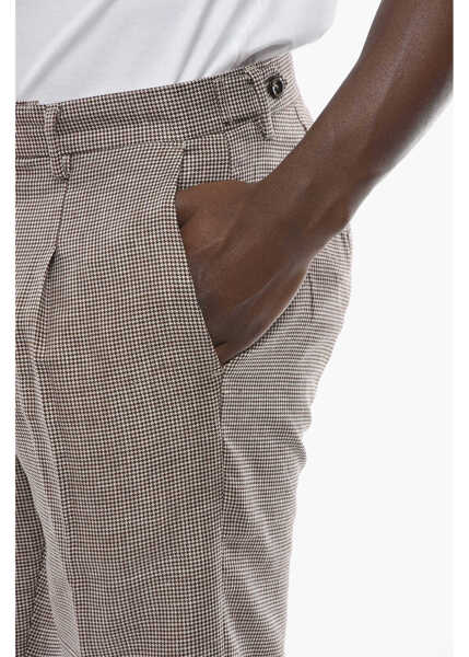 Pantaloni casual Cruna Houndstooth Motif Virgin Wool And Flax Raval Pants White Barbati (BM 16209561) 3