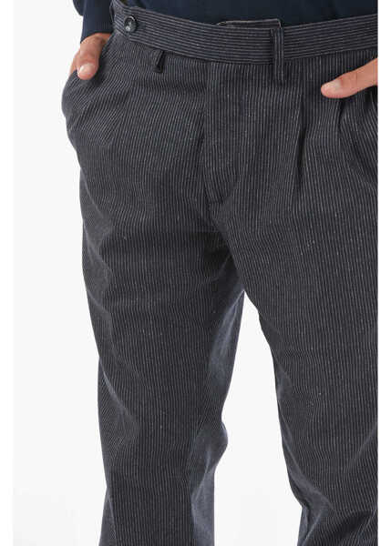Pantaloni eleganti Cruna Double-Pleated Roppongi2P.l. Pinstriped Pants Blue Barbati (BM 16209564) 3