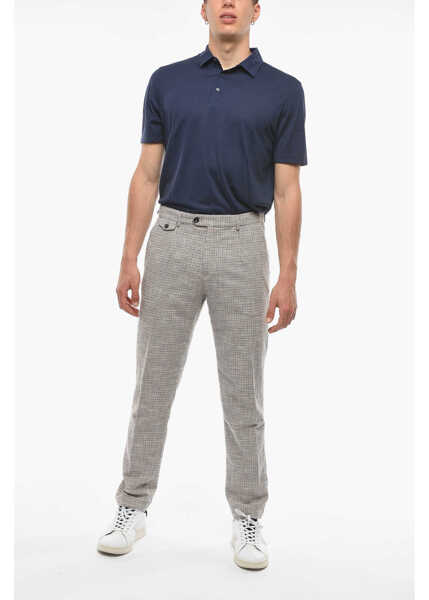 Pantaloni casual Cruna Houndstooth Motif Raval Single Pleat Pants With Breast Pocke Multicolor Barbati (BM 16209573) 4