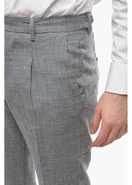 Pantaloni casual Cruna Houndstooth Motif Raval Single Pleat Pants With Breast Pocke White Barbati (BM 16209594) 3