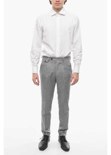 Pantaloni casual Cruna Houndstooth Motif Raval Single Pleat Pants With Breast Pocke White Barbati (BM 16209594) 4