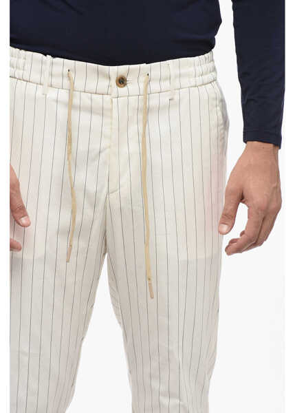 Pantaloni casual BerWich Striped Spiaggia Casual Pants With Drawstring Waist White Barbati (BM 16209633) 3
