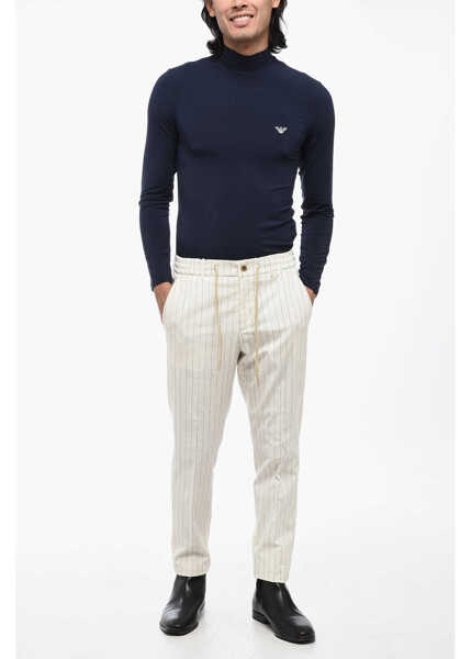 Pantaloni casual BerWich Striped Spiaggia Casual Pants With Drawstring Waist White Barbati (BM 16209633) 4