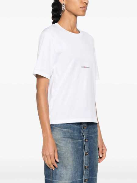 Tricouri Saint Laurent Saint Laurent Cotton Logo T-Shirt White Femei (BM 16209804) 3