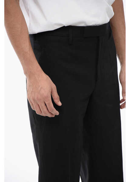 Pantaloni eleganti Neil Barrett Linen Blend Slim Fit Pants With Belt Loops Black Barbati (BM 16209870) 2