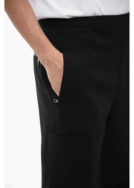 Pantaloni de trening Neil Barrett Cotton Blend Cargo Sweatpants With Cuffed Hem Black Barbati (BM 16209879) 2