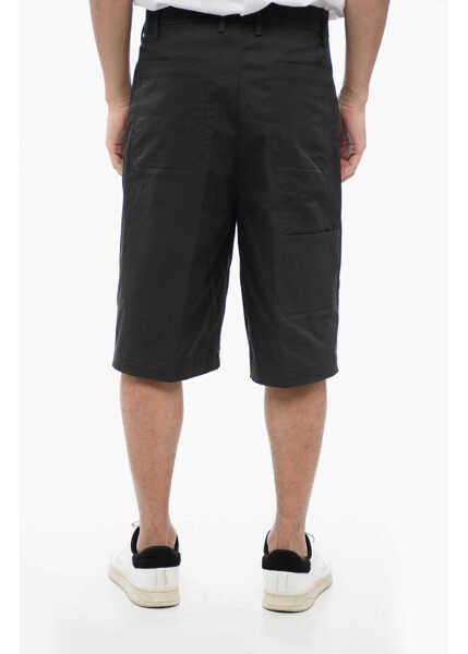 Pantaloni scurti Neil Barrett Multipocketed Cotton Blend Shorts With Belt Loops Black Barbati (BM 16209900) 4