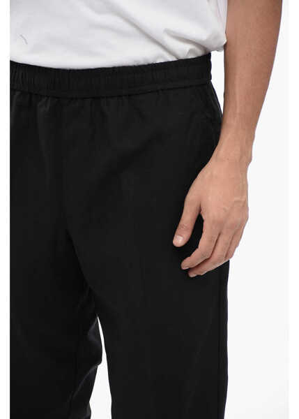 Pantaloni casual Neil Barrett Linen Blend Rem Pants With Elastic Waistband Black Barbati (BM 16209906) 3