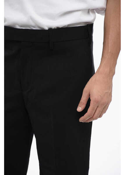 Pantaloni casual Neil Barrett Regular Rise Metal Hem Wool Blend Pants Black Barbati (BM 16209912) 3