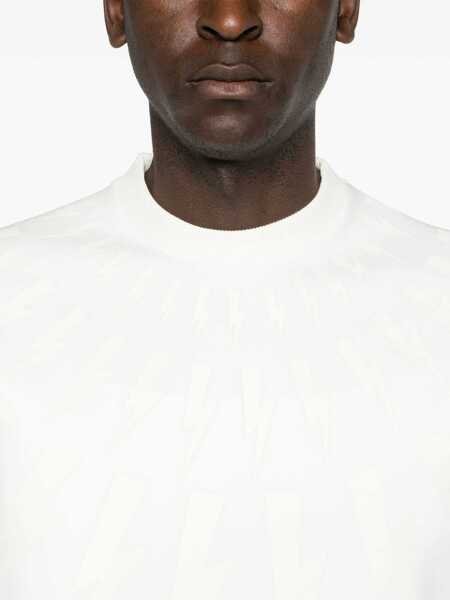 Bluze de trening Neil Barrett Cotton Neoprene Fairisle Thunderbolt Easy Fit Sweatshirt White Barbati (BM 16209918) 5