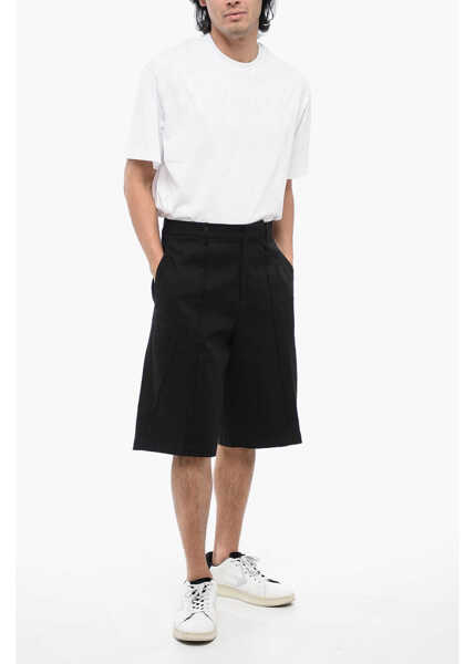 Pantaloni scurti Neil Barrett Stretch Cotton Chinos Shorts With Belt Loops Black Barbati (BM 16209921) 3