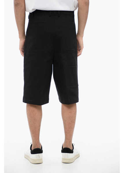 Pantaloni scurti Neil Barrett Stretch Cotton Chinos Shorts With Belt Loops Black Barbati (BM 16209921) 4