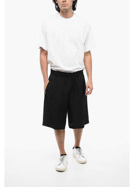 Pantaloni scurti Neil Barrett Viscose Blend Jordan Shorts With Elastic Waistband Black Barbati (BM 16209924) 4