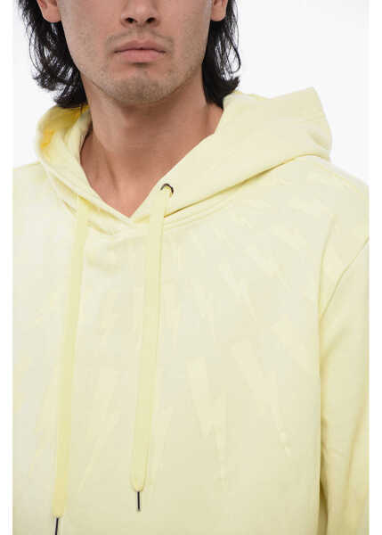Bluze de trening Neil Barrett Brushed Cotton Fairisle Thunderbolt Hoodie Yellow Barbati (BM 16209984) 3