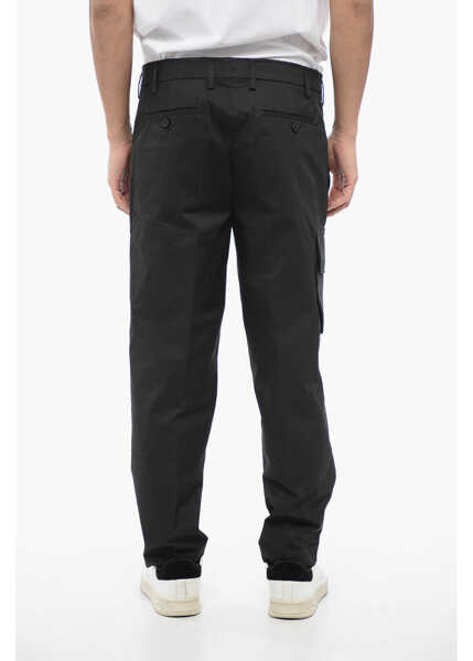 Pantaloni casual Neil Barrett Cotton Blend Nate Cargo Pants Black Barbati (BM 16209987) 2