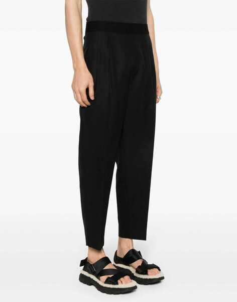 Pantaloni casual Neil Barrett Tapered Fit Linen Blend Pants With Double Pleat Black Barbati (BM 16209990) 3