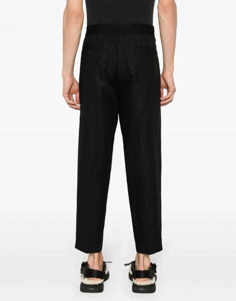 Pantaloni casual Neil Barrett Tapered Fit Linen Blend Pants With Double Pleat Black Barbati (BM 16209990) 4