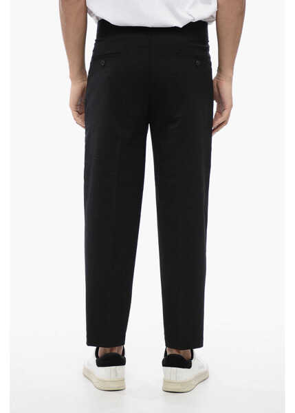 Pantaloni casual Neil Barrett Tapered Fit Linen Blend Pants With Double Pleat Black Barbati (BM 16209993) 2